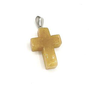 Cross Shaped Stone Pendant 1"
